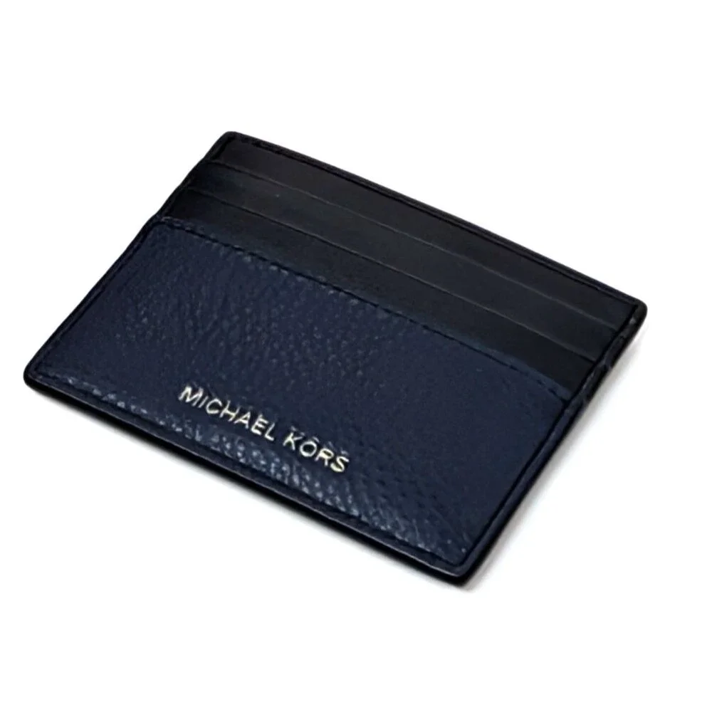 Michael Kors Cooper Tall Leather Card Holder - Navy/Black
